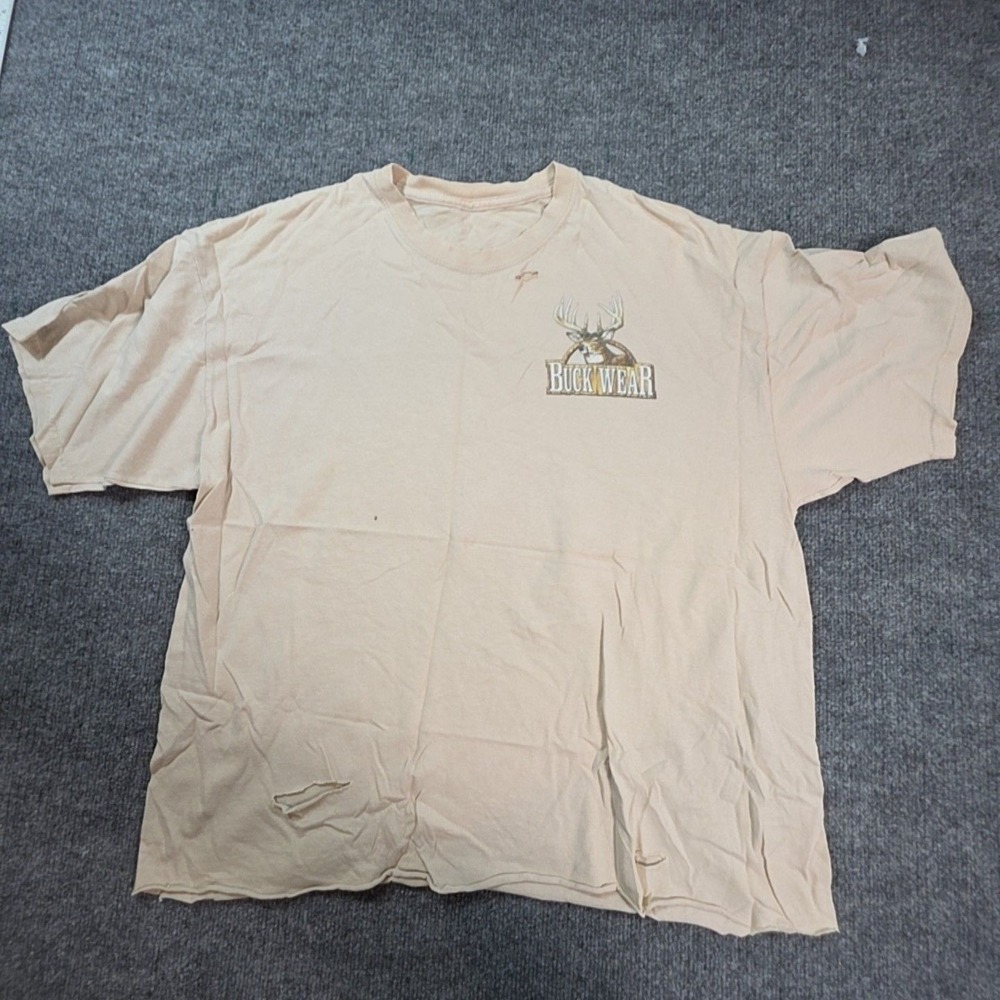 Buck Wear Shirt Mens 2XL Beige God's Creatures Hunting Graphic Tee T-Shirt Funny